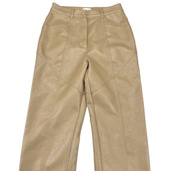 Aritzia Wilfred Rebel Slim Vegan Leather Pants Tawny Size 0 - Picture 4 of 8